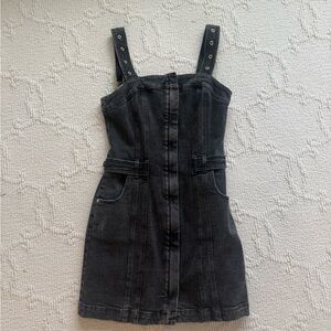 Retrofete denim mini dress with gold detailing